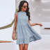 women s pure color casual ruffled waist dress nihaostyles clothing wholesale NSAL72750