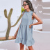 women s pure color casual ruffled waist dress nihaostyles clothing wholesale NSAL72750