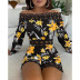 women s printing long-sleeved strapless lace stitching jumpsuit nihaostyles clothing wholesale NSZH72771