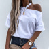 women s short sleeve round neck T-shirt nihaostyles clothing wholesale NSMUZ72776
