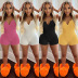 women s threaded solid color V-neck jumpsuit nihaostyles clothing wholesale NSGLS72804