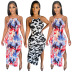 women s printing suspender dress nihaostyles clothing wholesale NSGLS72830