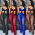 Sexy Sling Deep V Pure Color Fashion Jumpsuit Nihaostyles wholesale clothing vendor NSTYF72880