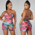 slim fit band print shorts jumpsuit Nihaostyles wholesale clothing vendor NSTYF72923