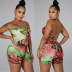 slim fit band print shorts jumpsuit Nihaostyles wholesale clothing vendor NSTYF72923