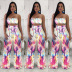 Wrapped Chest Tie Dye Lace Wide Leg Pants Two-piece Set Nihaostyles wholesale clothing vendor NSTYF72976