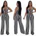 black and white striped bow jumpsuit Nihaostyles wholesale clothing vendor NSTYF72977
