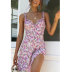Sling Floral V-Neck Chiffon Print Dress NSJIM73001