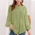 Solid Color Stand-Up Collar Long-Sleeved Shirt NSXIA73187