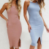 women s knitted solid color split dress nihaostyles clothing wholesale NSXIA73771