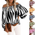 stripes  one-shoulder chiffon top Nihaostyles wholesale clothing vendor NSXPF73094