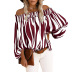 stripes  one-shoulder chiffon top Nihaostyles wholesale clothing vendor NSXPF73094