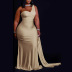 Plus Size Solid Color Evening Dress NSCYF73122