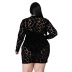 Plus Size Zipper Long Sleeve Dress Nihaostyles wholesale clothing vendor NSCYF73130