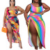 Rainbow print one-piece large size bikini 2-piece swimsuit NSCYF73148