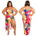 Rainbow print one-piece large size bikini 2-piece swimsuit NSCYF73148