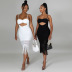 women s sling sleeveless navel fringe zipper dress nihaostyles clothing wholesale NSCYF73162