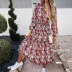 new floral V-neck long-sleeved stitching dress Nihaostyles wholesale clothing vendor NSYIS74960
