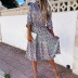 new floral V-neck long-sleeved stitching dress Nihaostyles wholesale clothing vendor NSYIS74960