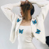Butterfly Embroidered Knitted Cardigan NSSX73200