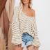 women s wave striped loose knitted pullover sweater nihaostyles clothing wholesale NSSX73205