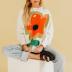 Round Neck Long-Sleeved Pullover Large Flowers Loose Sweater NSSX73207