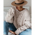 Solid Color Pullover V-Neck Twist Loose Sweater NSSX73221