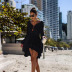 Cutout Knit Flared-Sleeve Beach Blouse Dress NSSX73225