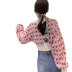 Round Neck Long-Sleeved Flower Jacquard Knitted Cardigan NSSX73229