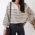 women s loose striped round neck single-breasted long-sleeved pullover sweater nihaostyles clothing wholesale NSSX73230