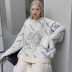 Angel Letter Print Loose Round Neck Long-Sleeved Knitted Pullover NSSX73231