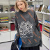 Angel Letter Print Loose Round Neck Long-Sleeved Knitted Pullover NSSX73231