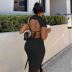 women s lapel short-sleeved backless slim dress nihaostyles clothing wholesale NSSX73239