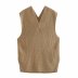 women s loose slit V-neck sleeveless knitted mid-length vest nihaostyles clothing wholesale NSSX73247