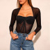 slim lace mesh splicing square neck top Nihaostyles wholesale clothing vendor NSXPF73263