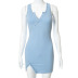 solid color sleeveless split button dress Nihaostyles wholesale clothing vendor NSHLJ73279