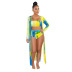 printed casual shawl & bikini swimsuit 3-piece set NSCYF73300