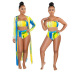 printed casual shawl & bikini swimsuit 3-piece set NSCYF73300