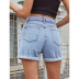 women s curled denim shorts nihaostyles clothing wholesale NSJM73334