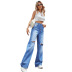 women s ripped straight loose wide-leg gradient jeans nihaostyles clothing wholesale NSJM73348
