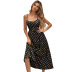 women s slit sleeveless sling polka dot chiffon dress nihaostyles clothing wholesale NSJM73354
