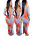 irregular mesh printing V-neck dress Nihaostyles wholesale clothing vendor NSYDF73384