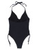 Solid Color Tether Halter One-Piece Swimsuit NSDYS73402