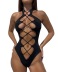women s solid color cross strap hollow one-piece swimsuit nihaostyles clothing wholesale NSDYS73406