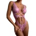 Pink Shiny Hollow Straps One-Piece Swimsuit NSDYS73414