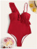 Solid Color Back Tether Single Shoulder Strap One-Piece Swimsuit NSDYS73434