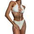 Bikini hueco de punto con cordones para mujer con borde sin rematar nihaostyles ropa al por mayor NSDYS73440
