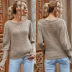 fashion round neck pullover solid color knit top Nihaostyles wholesale clothing vendor NSDMB73444