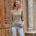 fashion round neck pullover solid color knit top Nihaostyles wholesale clothing vendor NSDMB73444