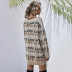 V-Neck Long-Sleeved Letter Jacquard Loose Ripped Mid-Length Knitted Dress NSDMB73445